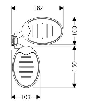 HANSGROHE CASETTA mydlenka, pre sprchovú tyč, chróm 28698000 Technický nákres