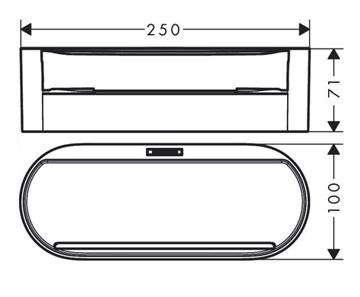 HANSGROHE WALLSTORIS polica 250 mm, na lištu, matná čierna 27912670 Technický nákres