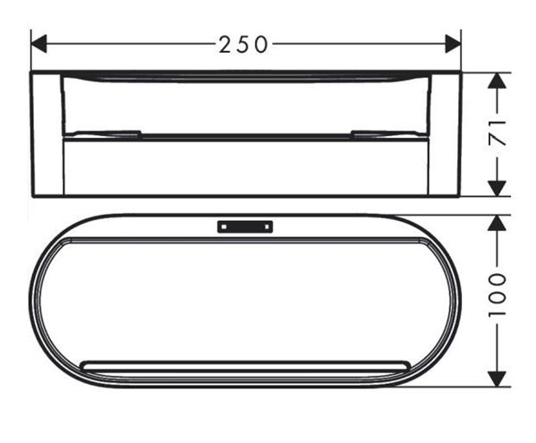HANSGROHE WALLSTORIS polica 250 mm, na lištu, matná čierna 27912670 Technický nákres