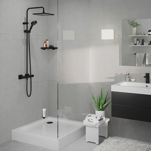 HANSGROHE ADDSTORIS rohová polica, nástenná, matná čierna 41741670 Obrázek - fotka