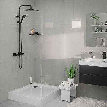 HANSGROHE ADDSTORIS rohová polica, nástenná, matná čierna 41741670 Obrázek - fotka