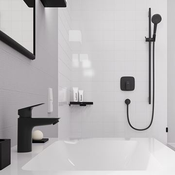 HANSGROHE ADDSTORIS rohová polica, nástenná, matná čierna 41741670 Obrázek - fotka