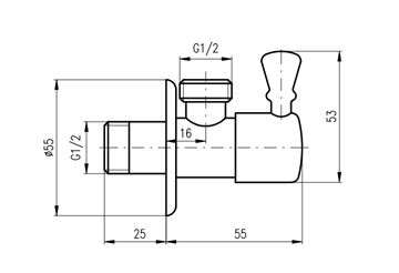 RAV SLEZÁK rohový ventil 1/2"x1/2", stará mosadz RV0112SM Obrázek - fotka