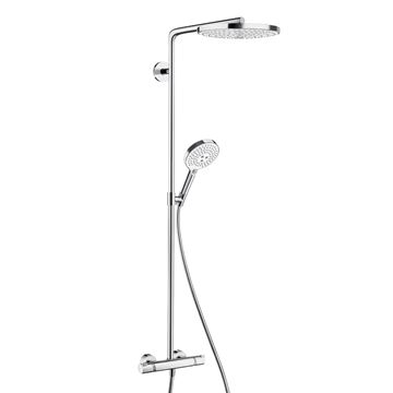 HANSGROHE RAINDANCE SELECT S SHOWEPIPE 240 sprchový set s termostatickou batériou, horná sprcha, ručná sprcha s 3 prúdmi, tyč, hadica, biela/chróm