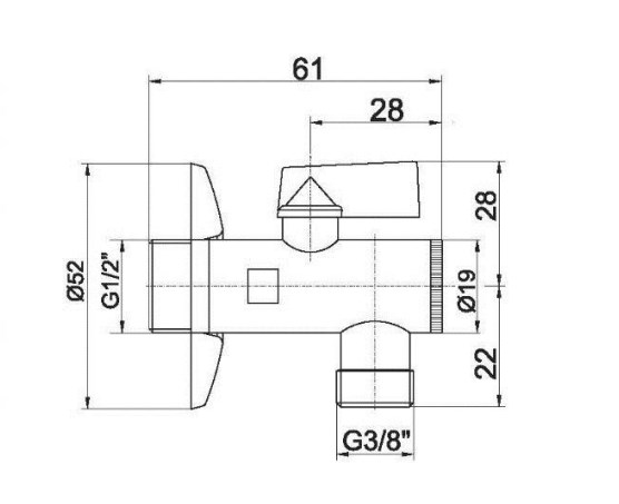 EASY rohový ventil 1/2"x3/8", s filtrom, chróm EAS.3008/10.CF Technický nákres