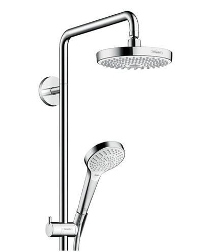HANSGROHE CROMA SELECT S SHOWERPIPE 180 sprchový set s batériou, horná sprcha, ručná sprcha s 3 druhmi prúdu, tyč, hadica, biela/chróm 27255400 Obrázek - fotka
