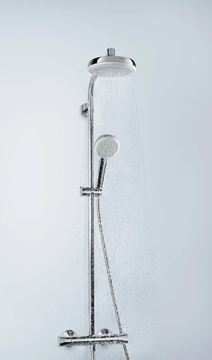 HANSGROHE CROMETTA SHOWERPIPE 160 sprchový set s termostatom, hlavová sprcha, ručná sprcha, tyč, hadica, biela/chróm 27264400 Obrázek - fotka