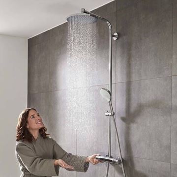 HANSGROHE CROMETTA S SHOWERPIPE 240 sprchový set s termostatickou batériou, horná sprcha, ručná sprcha s 2 prúdmi, tyč, hadica, chróm 27267000 Obrázek - fotka