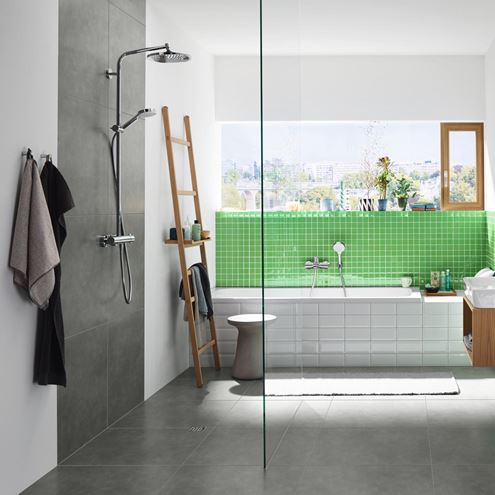 HANSGROHE CROMETTA S SHOWERPIPE 240 sprchový set s termostatickou batériou, horná sprcha, ručná sprcha s 2 prúdmi, tyč, hadica, chróm 27267000 Obrázek - fotka