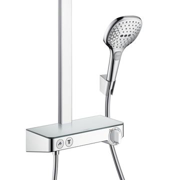 HANSGROHE RAINDANCE SELECT E SHOWERPIPE 300 sprchový set s termostatickou batériou, horná sprcha, ručná sprcha s 3 prúdmi, tyč, hadica, EcoSmart, chróm 27283000 Obrázek - fotka