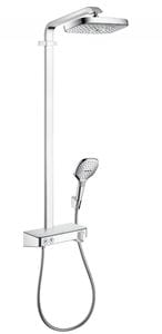 HANSGROHE RAINDANCE SELECT E SHOWERPIPE 300 sprchový set s termostatickou batériou, horná sprcha, ručná sprcha s 3 prúdmi, tyč, hadica, EcoSmart, chróm