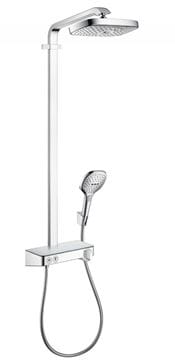 HANSGROHE RAINDANCE SELECT E SHOWERPIPE 300 sprchový set s termostatickou batériou, horná sprcha, ručná sprcha s 3 prúdmi, tyč, hadica, EcoSmart, chróm