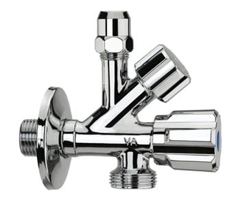 RAF kombinovaný rohový ventil 1/2"x3/8"x3/4", chróm