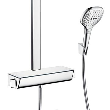 HANSGROHE RAINDANCE E SHOWERPIPE 360 sprchový set s termostatickou batériou, horná sprcha, ručná sprcha s 3 prúdmi, tyč, hadica, EcoSmart, chróm 27286000 Obrázek - fotka