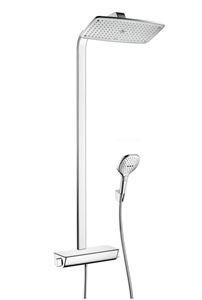 HANSGROHE RAINDANCE E SHOWERPIPE 360 sprchový set s termostatickou batériou, horná sprcha, ručná sprcha s 3 prúdmi, tyč, hadica, EcoSmart, chróm