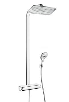 HANSGROHE RAINDANCE E SHOWERPIPE 360 sprchový set s termostatickou batériou, horná sprcha, ručná sprcha s 3 prúdmi, tyč, hadica, EcoSmart, chróm