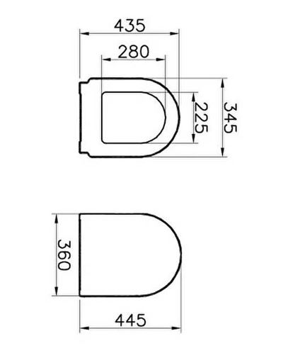 VITRA S50 WC sedadlo, SoftClosing, biela 72-003-309 Technický nákres