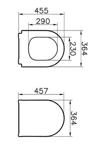 VITRA INTEGRA WC sedadlo slim, SoftClosing, biela 110-003-019 Technický nákres