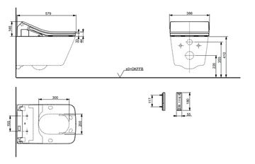 CONCEPT 200 WASHLET bidetové sedadlo, hranaté, SoftClose 896CG-CON-DUS-S Technický nákres