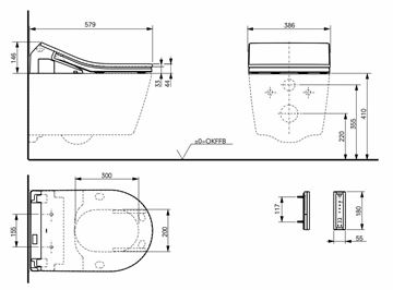 CONCEPT 200 WASHLET bidetové sedadlo, okrúhle, SoftClose 894CG-CON-DUS-R Technický nákres