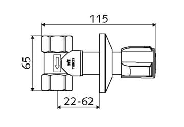 SCHELL COMFORT podomietkový ventil 3/4"x3/4", chróm 191150699 Technický nákres