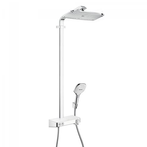 HANSGROHE RAINDANCE E SHOWERPIPE 360 sprchový set s termostatickou batériou, horná sprcha, ručná sprcha s 3 prúdmi, tyč, hadica, biela/chróm 27288400 Obrázek - Hlavní obrázek