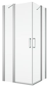 RONAL DIVERA D22DE2B sprchový kút 90x90 cm, rohový vstup, krídlové dvere, aluchróm/číre sklo