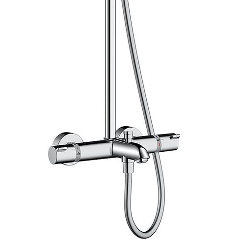HANSGROHE CROMETTA E SHOWERPIPE 240 vaňová termostatická batéria, s hlavovou a ručnou sprchou, chróm 27298000 Obrázek - fotka