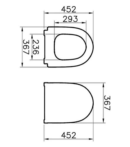 VITRA SENTO WC sedadlo Slim, SoftClosing, matná čierna 120-083R009 Technický nákres