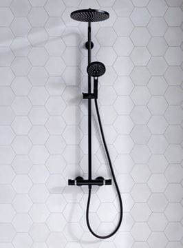 HANSGROHE RAINDANCE S SHOWEPIPE 240 sprchový set s termostatickou batériou, horná sprcha, ručná sprcha s 3 prúdmi, tyč, hadica, matná čierna 27633670 Obrázek - fotka