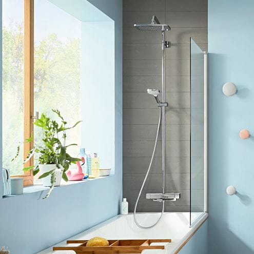 HANSGROHE CROMA E SHOWERPIPE 280 vaňová termostatická batéria, s hornou a ručnou sprchou s 3 prúdmi, chróm 27687000 Obrázek - fotka