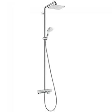 HANSGROHE CROMA E SHOWERPIPE 280 vaňová termostatická batéria, s hornou a ručnou sprchou s 3 prúdmi, chróm