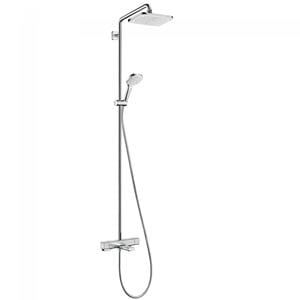 HANSGROHE CROMA E SHOWERPIPE 280 vaňová termostatická batéria, s hlavovou a ručnou sprchou, chróm