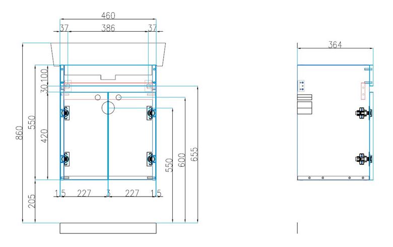 CONCEPT 50 skrinka pod umývadlo 46x36, 4x55 cm, 2 dvierka, lesklá biela 808679 Technický nákres
