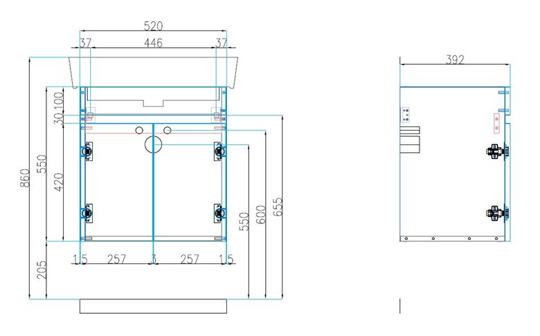 CONCEPT 50 skrinka pod umývadlo 52x39, 2x55 cm, 2 dvierka, karamel 808686 Technický nákres
