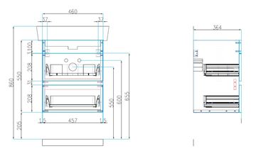 CONCEPT 50 skrinka pod umývadlo 46x55x36,4 cm, 2 zásuvky, lesklá biela 808730 Technický nákres