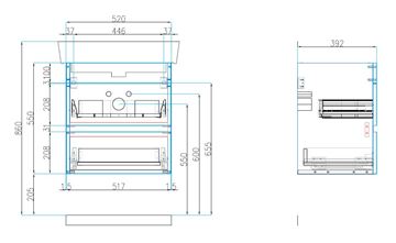 CONCEPT 50 skrinka pod umývadlo 52x39, 2x55 cm, 2 zásuvky, karamel 808747 Technický nákres