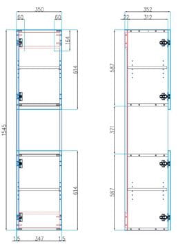 CONCEPT 50 vysoká skrinka 35x35, 2x154, 5 cm, 2 dvierka, 1 polica, lesklá biela 808648 Technický nákres