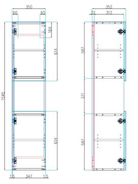 CONCEPT 50 vysoká skrinka 35x35, 2x154, 5 cm, 2 dvierka, 1 polica, karamel 808624 Technický nákres