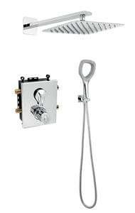 NOVASERVIS METALIA ECO+ sprchový set s termostatickou podomietkovou batériou, horná sprcha, ručná sprcha, hadica, držiak, chróm