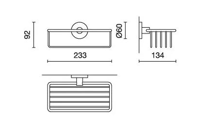 ZACK SCALA drôtená polica 233 mm, nástenná, nerez oceľ 40084 Technický nákres