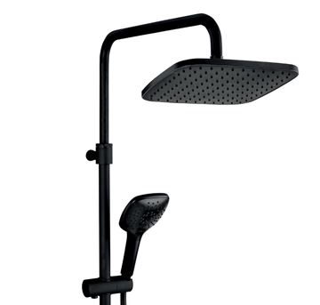 NOVASERVIS METALIA 58 sprchový set s batériou, horná sprcha, ručná sprcha s 3 prúdmi, teleskopická tyč, hadica, Eco, matná čierna SET071/58,5 Obrázek - fotka