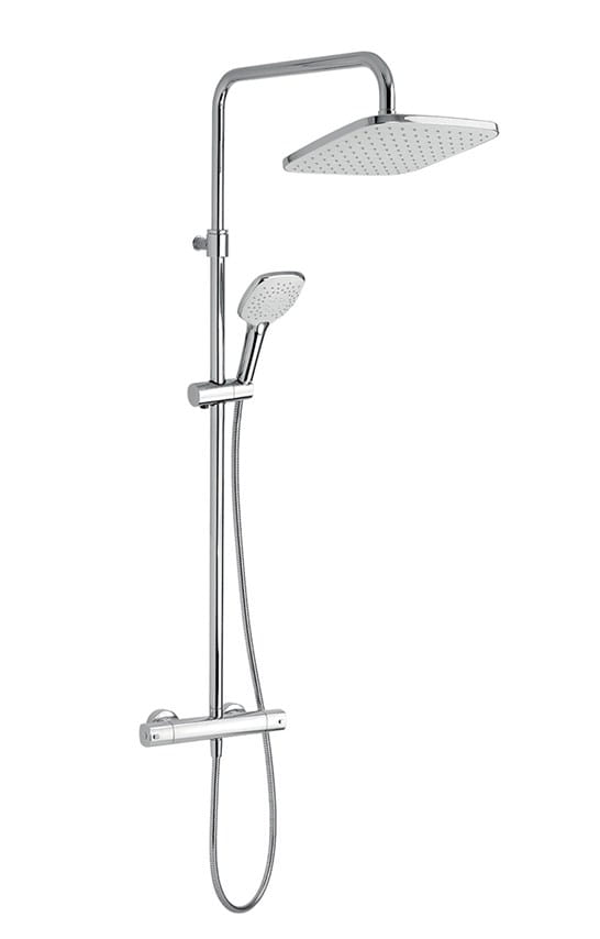 NOVASERVIS METALIA 58 sprchový set s termostatickou batériou, horná sprcha, ručná sprcha s 3 prúdmi, teleskopická tyč, hadica, Eco, chróm