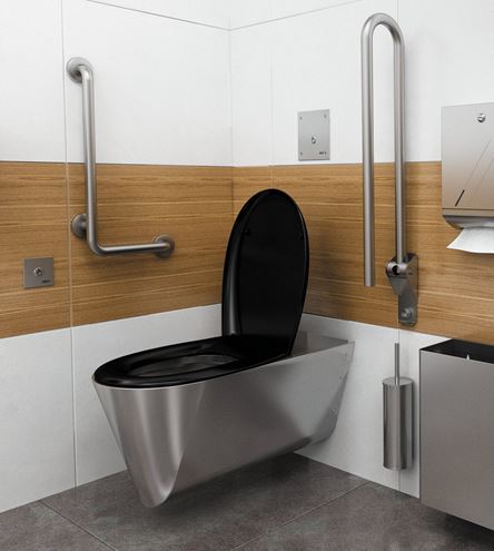 SANELA piezo splachovač WC, s druhým tlačidlom pre oddialené spláchnutie, napájanie zo siete, antivandal SLW 03PA Obrázek - fotka