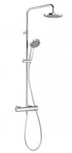 KLUDI A-QA DUAL SHOWER SYSTEM sprchový set s termostatickou batériou, hlavová sprcha, ručná sprcha s 3 prúdmi, teleskopická tyč, hadica, chróm