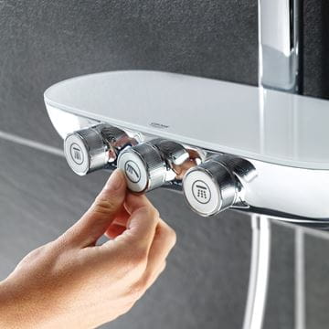 GROHE RAINSHOWER SMARTCONTROL DUO 360 sprchový set s termostatickou batériou, horná sprcha, ručná sprcha s 2 prúdmi, tyč, hadica, mesačná biela/chróm 26250LS0 Obrázek - fotka