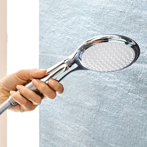 GROHE RAINSHOWER SMARTCONTROL DUO 360 sprchový set s termostatickou batériou, horná sprcha, ručná sprcha s 2 prúdmi, tyč, hadica, mesačná biela/chróm 26250LS0 Obrázek - fotka