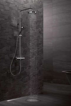 KLUDI A-QA DUAL SHOWER SYSTEM sprchový set s termostatickou batériou, hlavová sprcha, ručná sprcha s 3 prúdmi, teleskopická tyč, hadica, chróm 6609505-00 Obrázek - fotka