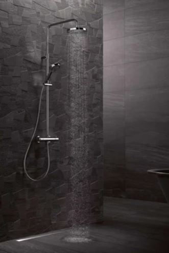 KLUDI A-QA DUAL SHOWER SYSTEM sprchový set s termostatickou batériou, hlavová sprcha, ručná sprcha s 3 prúdmi, teleskopická tyč, hadica, chróm 6609505-00 Obrázek - fotka