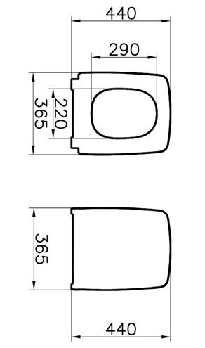 VITRA METROPOLE WC sedadlo slim, SoftClosing, matná čierna 122-083-009 Technický nákres